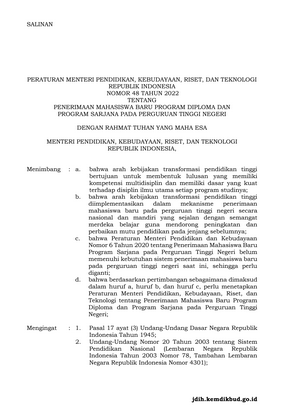 Permendikbudristek Nomor Tahun Tentang Penerimaan Mahasiswa Baru Ptn Topiktrend