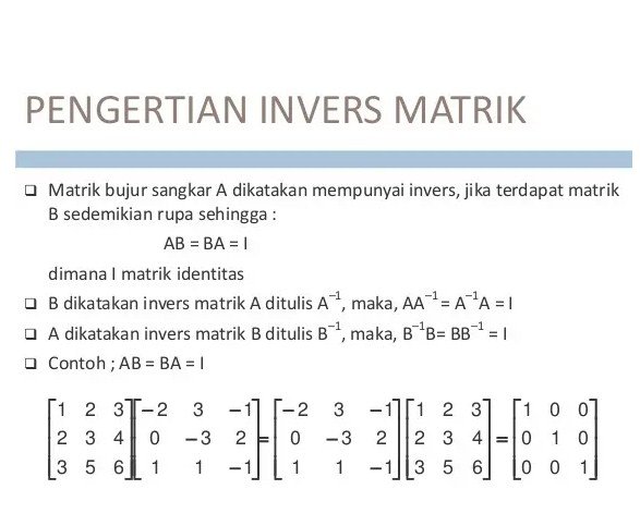 Pengertian Invers Matriks